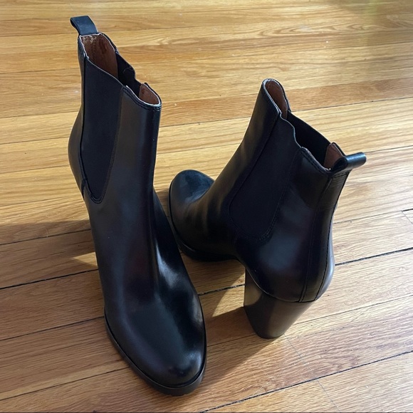 Frye Pull On Ankle Combat Booties Boots Black Leather - Picture 6 of 7